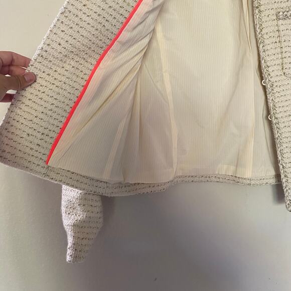 J.Crew Cream/Gold Lurex Metallic Tweed Blazer Jacket Style E5087 sz 6 - Picture 5 of 7